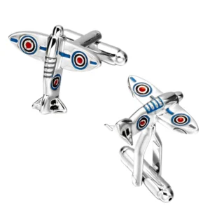 Classic Silver Airplane Cufflinks