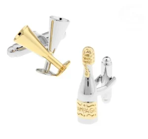 Champagne Bottle and Glass Cufflinks
