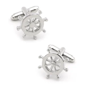 Classic Silver Ship Wheel Cufflinks