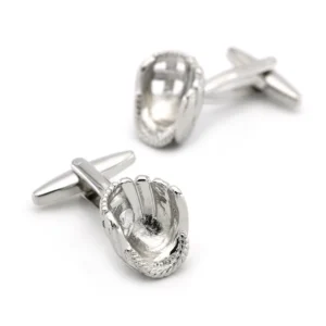Silver Baseball Glove Cufflinks 