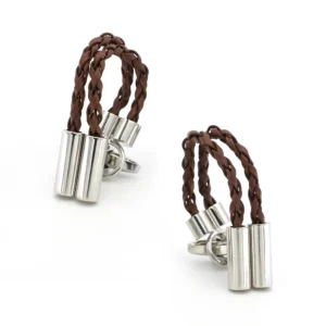 Luxury Brown Leather Cufflinks