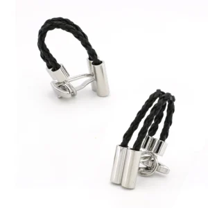 Luxury Black Leather Cufflinks