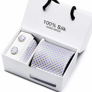 Luxury Cufflinks, Tie & Pocket Square Set – 100% Silk