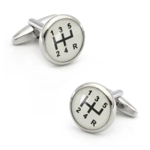 Silver Gear Stick Cufflinks
