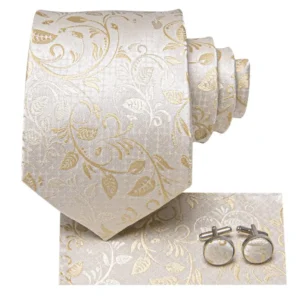 Luxury White Wedding Cufflinks & Tie Set
